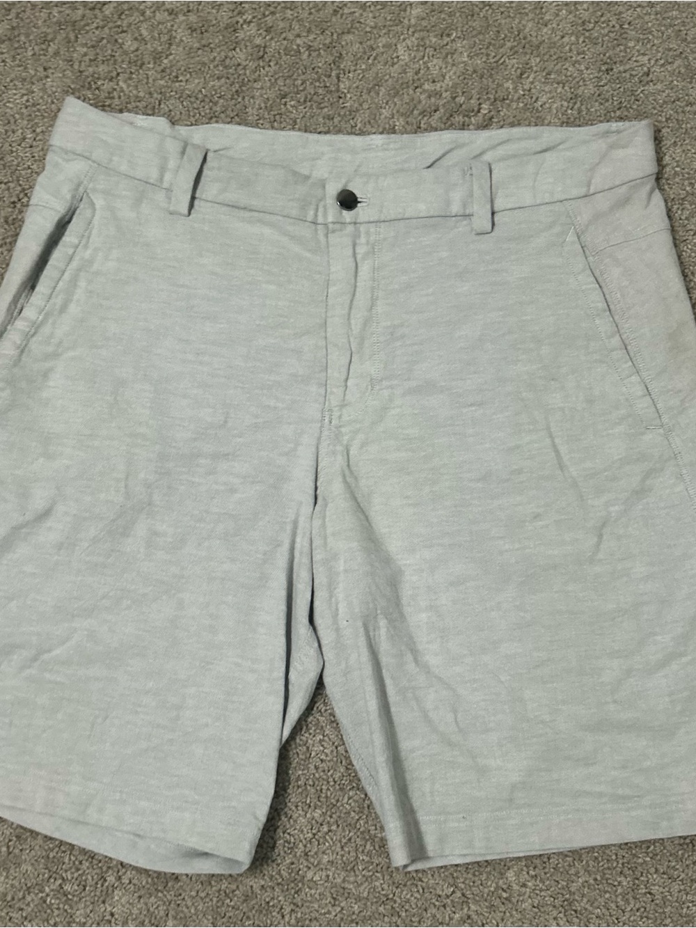 Lululemon Men’s ABC Classic-Fit Shorts Gray 9” Inseam Chino Logo Button